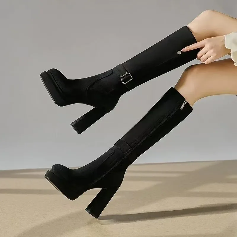 Damskie platformy na grubej, w – Knee High Boots Women recenzja i cena